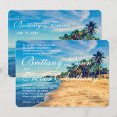 Palm Trees Beach Destination Wedding Invitations Kaart (Voorkant / Achterkant)