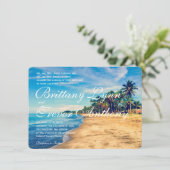 Palm Trees Beach Destination Wedding Invitations Kaart (Staand voorkant)