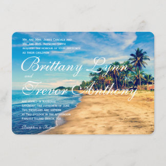 Palm Trees Beach Destination Wedding Invitations Kaart