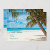 Palm Trees Beach Destination Wedding Invitations Kaart (Voorkant / Achterkant)