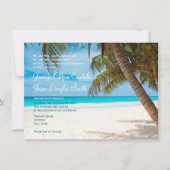 Palm Trees Beach Destination Wedding Invitations Kaart (Voorkant)