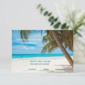 Palm Trees Beach Destination Wedding RSVP-kaarten RSVP Kaartje (Staand voorkant)