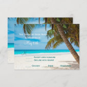 Palm Trees Beach Destination Wedding RSVP-kaarten RSVP Kaartje (Voorkant / Achterkant)