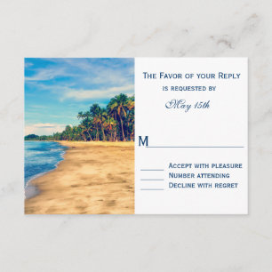 Palm Trees Beach Destination Wedding RSVP-kaarten RSVP Kaartje