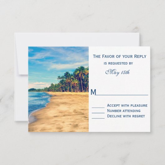 Palm Trees Beach Destination Wedding RSVP-kaarten RSVP Kaartje (Voorkant)