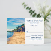 Palm Trees Beach Destination Wedding RSVP-kaarten RSVP Kaartje (Staand voorkant)