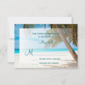 Palm Trees Beach Destination Wedding RSVP-kaarten RSVP Kaartje (Voorkant)