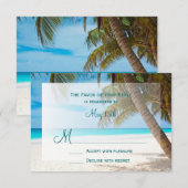 Palm Trees Beach Destination Wedding RSVP-kaarten RSVP Kaartje (Voorkant / Achterkant)