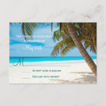 Palm Trees Beach Destination Wedding RSVP-kaarten