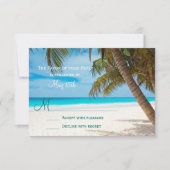 Palm Trees Beach Destination Wedding RSVP-kaarten RSVP Kaartje (Voorkant)