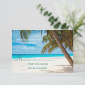 Palm Trees Beach Destination Wedding RSVP-kaarten RSVP Kaartje (Staand voorkant)