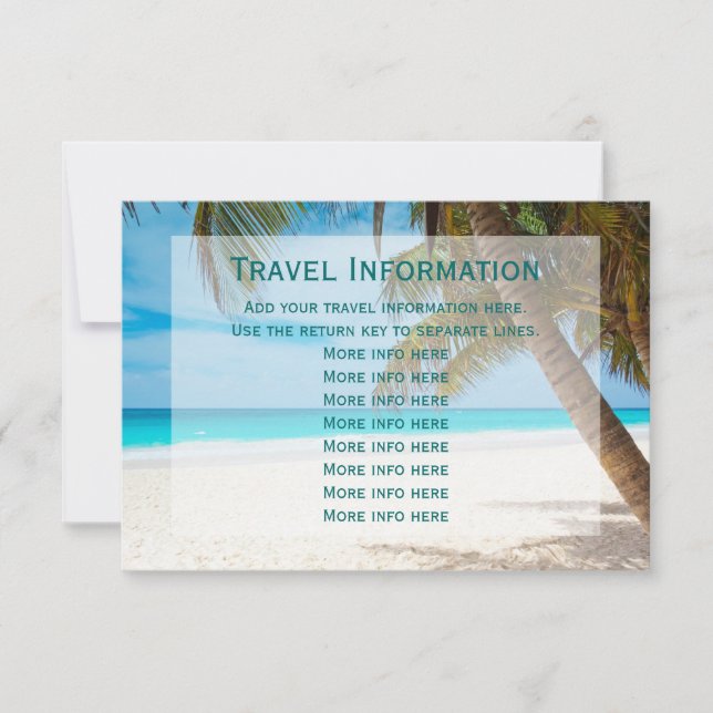 Palm Trees Beach Destination Wedding Travel Cards (Voorkant)