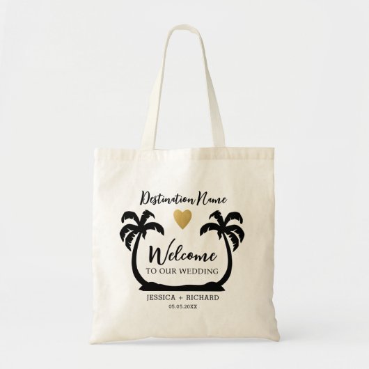 Palm Trees Beach Destination Wedding Welcome Tote Bag (Voorkant)