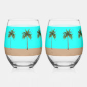 Palm Trees Beach Life Stemless wijnglazen Wijnglas Zonder Voet (Achterkant)