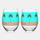Palm Trees Beach Life Stemless wijnglazen Wijnglas Zonder Voet (Links)