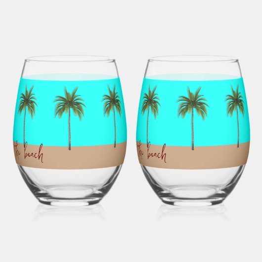 Palm Trees Beach Life Stemless wijnglazen Wijnglas Zonder Voet (Links)