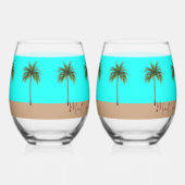 Palm Trees Beach Life Stemless wijnglazen Wijnglas Zonder Voet (Rechts)