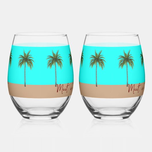 Palm Trees Beach Life Stemless wijnglazen Wijnglas Zonder Voet (Rechts)