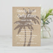 Palm Trees & Beach Sand Engagement Party Kaart (Staand voorkant)