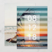 Palm Trees Beach Sunset Photo Save the Dates Date (Voorkant / Achterkant)