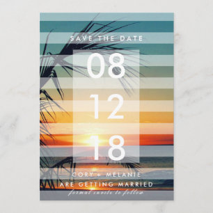 Palm Trees Beach Sunset Photo Save the Dates Save The Date