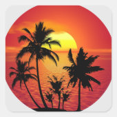 Palm Trees Beach Sunset Sticker (Voorkant)