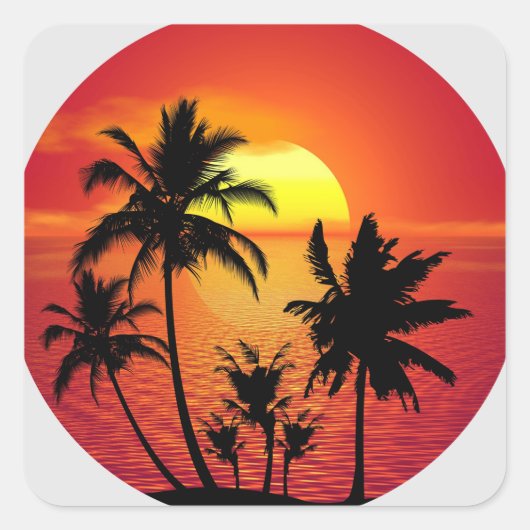 Palm Trees Beach Sunset Sticker (Voorkant)