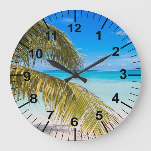 Palm Trees Beach Theme Wall Clock Grote Klok (Voorkant)