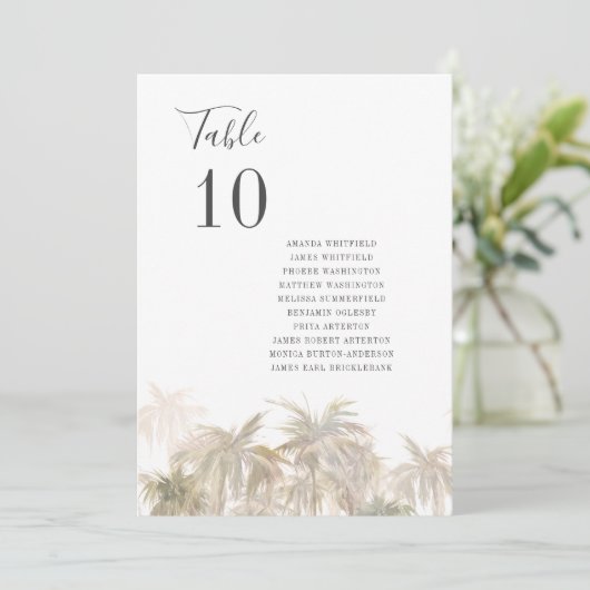 Palm Trees Beach Trouwtafel Nummers Kaart (Staand voorkant)