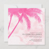 Palm Trees Beach Wedding Invitations Kaart (Voorkant)