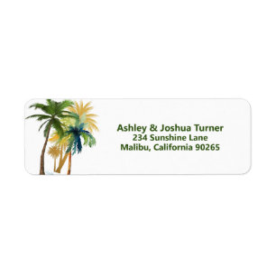 Palm Trees Beach Wedding Return-adres Etiket