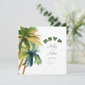Palm Trees Beach Wedding RSVP Card (Staand voorkant)