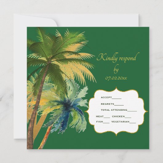 Palm Trees Beach Wedding RSVP Card (Achterkant)