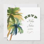 Palm Trees Beach Wedding RSVP Card (Voorkant)
