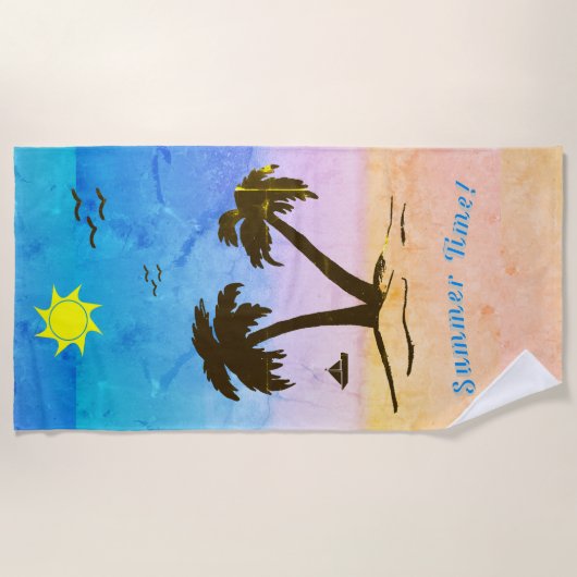 Palm Trees Beach Zomertijd! Strandlaken (Voorkant)