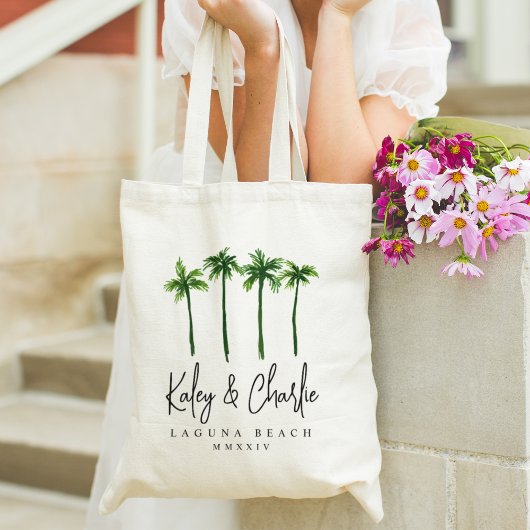 Palm Trees Bestemming Bruiloft Welkom Tote Bag