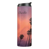 Palm Trees bij Sunset custom name tumbler Thermosbeker (Gedraaid links)