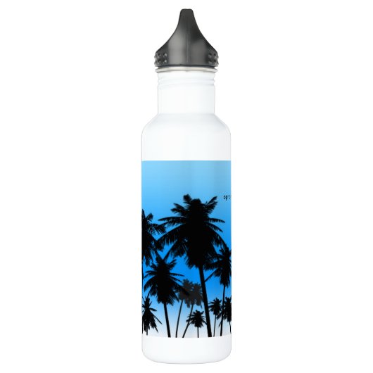 Palm Trees Blauw Strand Tropisch thema Waterfles (Links)