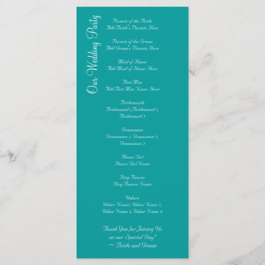 Palm Trees Blauwgroen Blue Beach Wedding Programs Programmakaart (Achterkant)