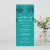 Palm Trees Blauwgroen Blue Beach Wedding Programs Programmakaart (Staand voorkant)