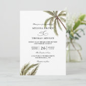 Palm Trees Boho Tropical Budget QR Code Wedding Kaart (Staand voorkant)