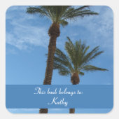 Palm Trees Bookplate Vierkante Sticker (Voorkant)