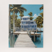 Palm Trees Boot Dock Puzzel Legpuzzel (Verticaal)