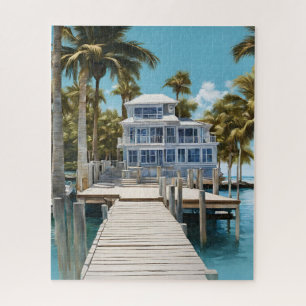 Palm Trees Boot Dock Puzzel Legpuzzel