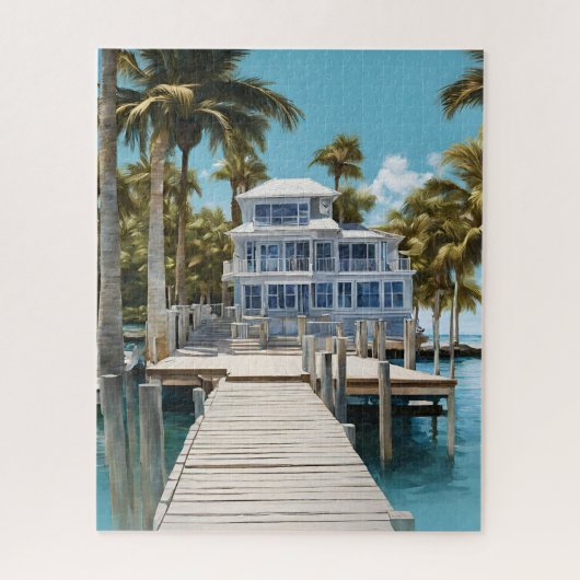 Palm Trees Boot Dock Puzzel Legpuzzel (Verticaal)
