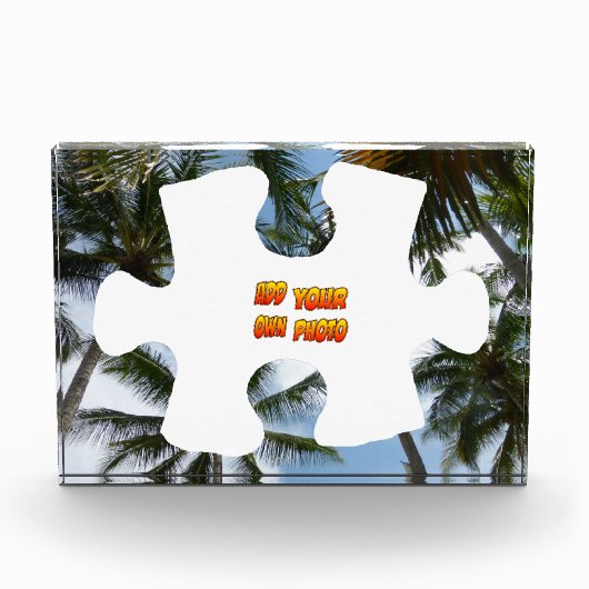 Palm Trees Border Puzzle Piece Cust. Fotoblok (Voorkant)