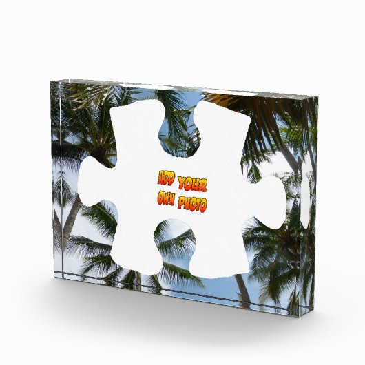 Palm Trees Border Puzzle Piece Cust. Fotoblok (Rechts)