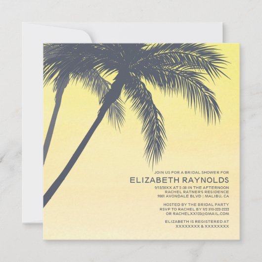 Palm Trees Bridal Shower Invitations Kaart (Voorkant)
