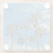 Palm Trees Brilliant Blue Sky Foto Tropisch Glazen Onderzetter (Achterkant)
