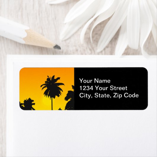 Palm Trees Bruiloft Retouradres Labels (Insitu)
